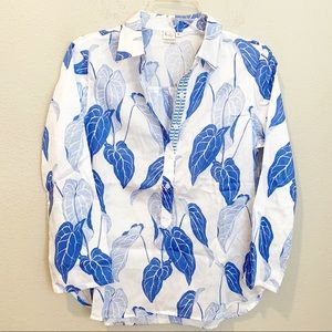 Persifor Leaf Print Popover Top